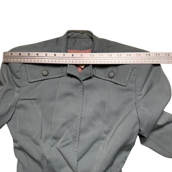 VTG Women's 40s 2 Pc Antique Blue Dress Suit Pill Box S 1940s Jacket Skirt WWII - Picture 7 of 16